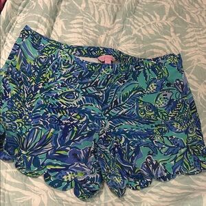 Lilly Pulitzer Blue and Green High Waist Shorts